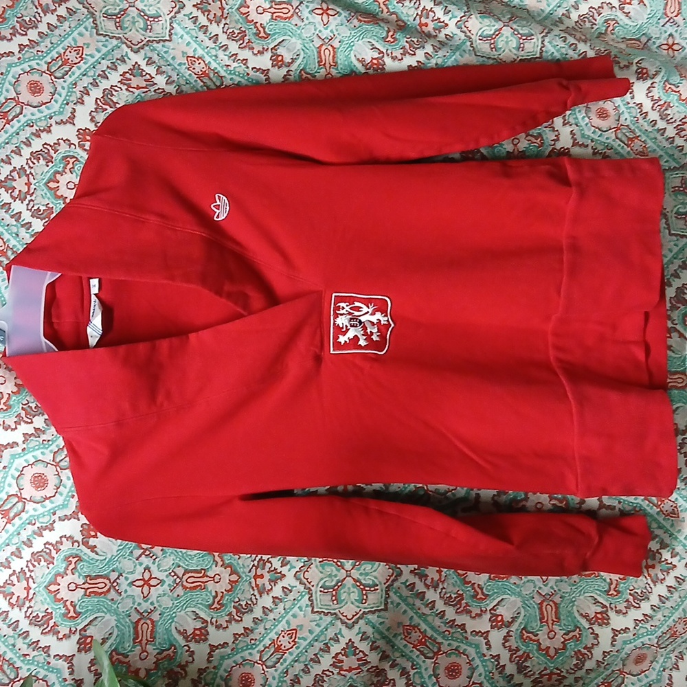 RARE Adidas Fancy Red V-Neck Sweater, Size M - Picture 12 of 13
